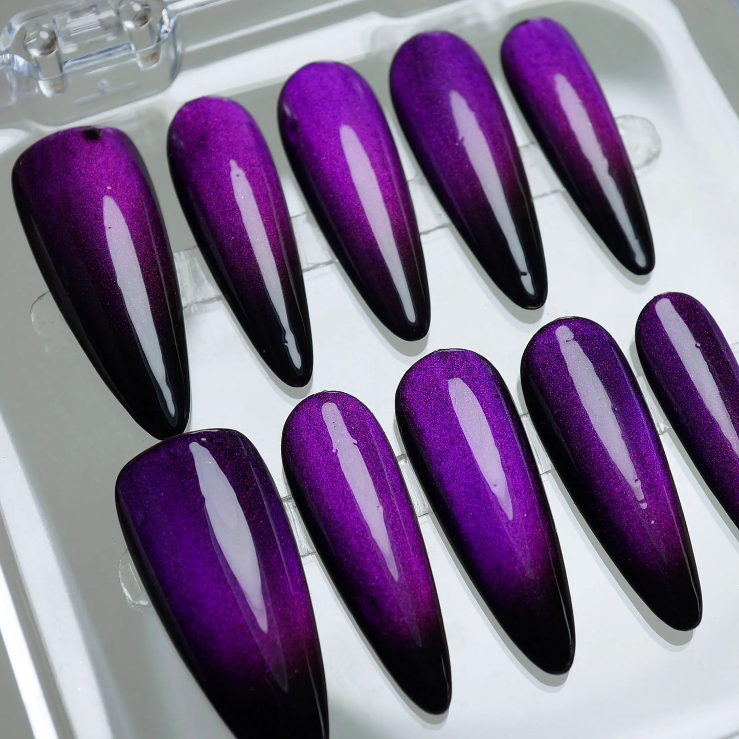 R113 | Amethyst Veil nail art side angle – Donailsart