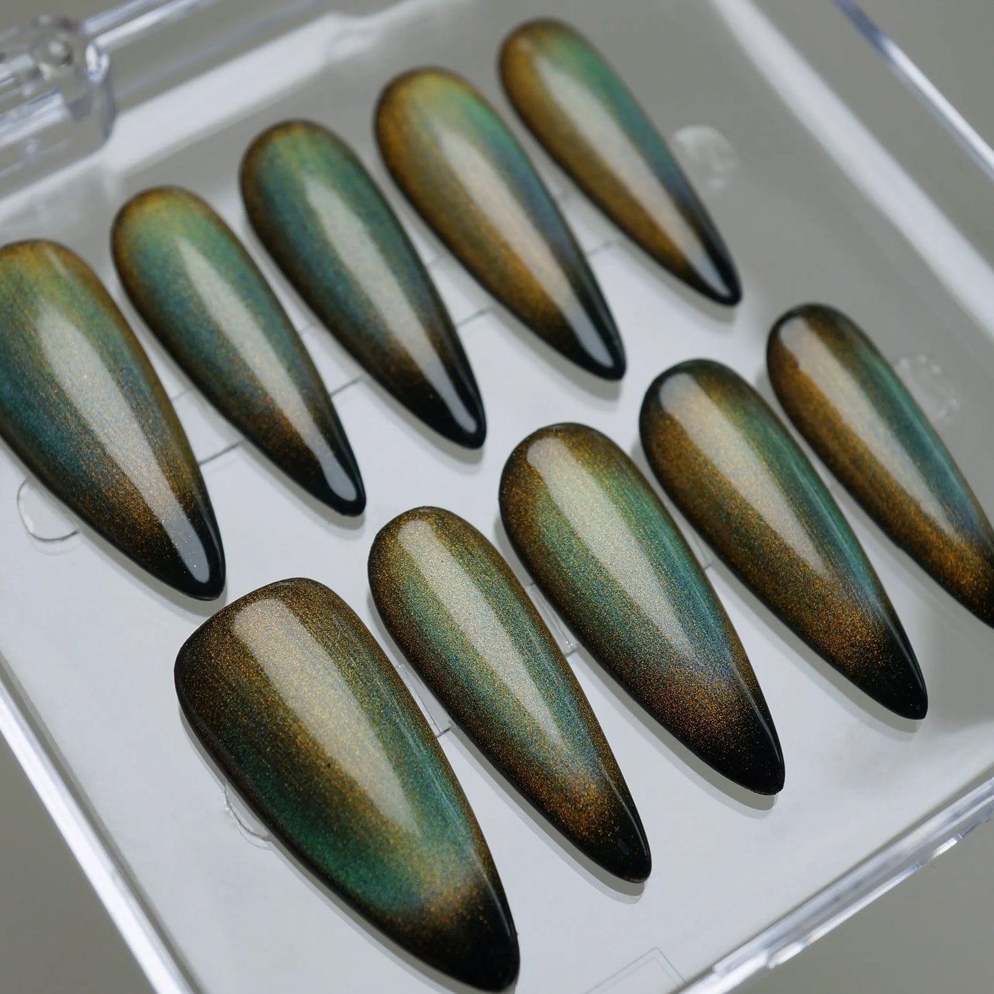 YU07 | Antique Olive nail art detail view – Donailsart