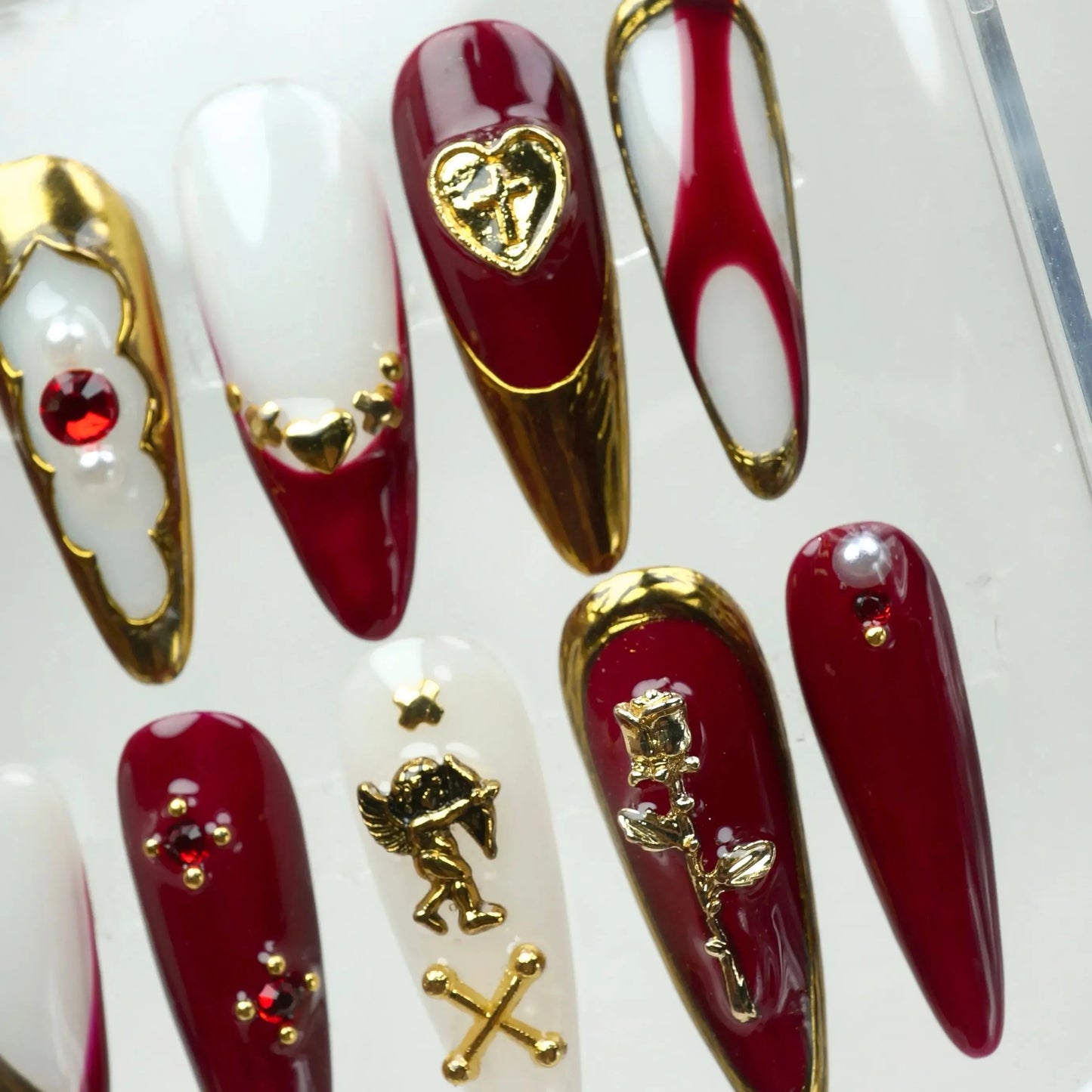 Majesty press-on nail set product view with bold regal royal majestic nail art by Donailsart