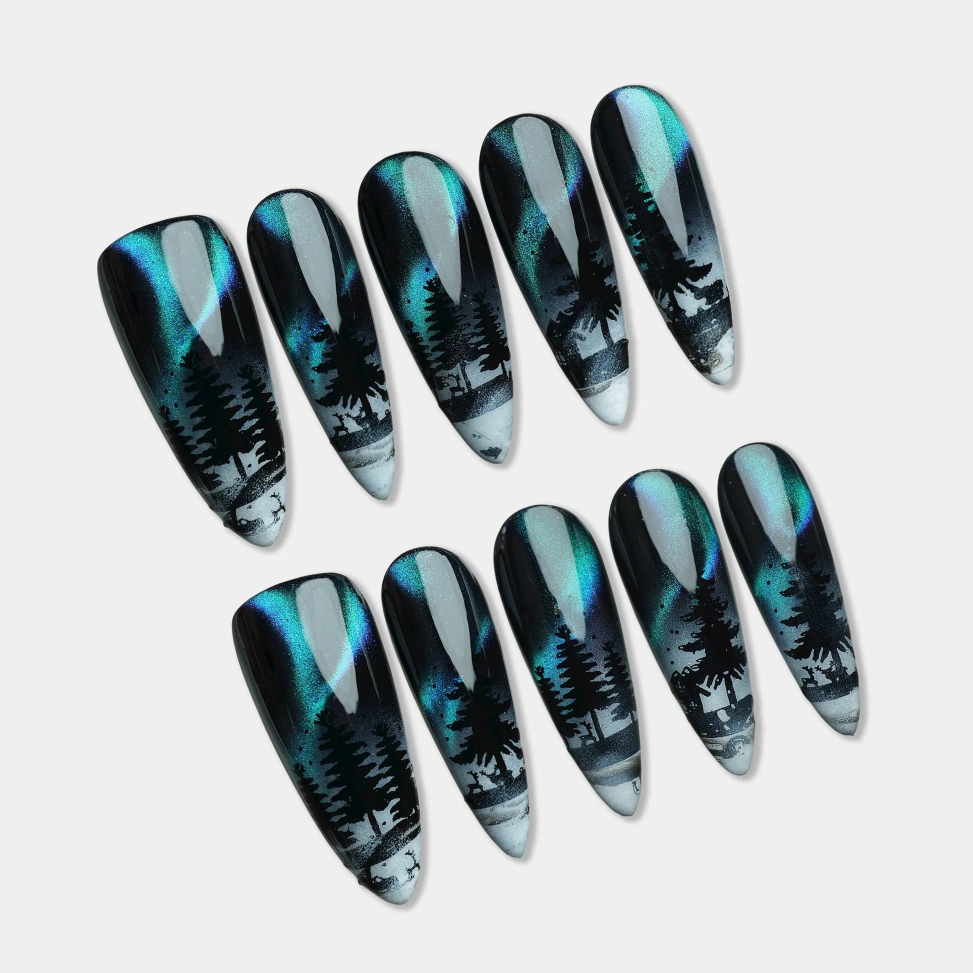 Aurora press-on nail set by Donailsart – aurora colorful nail art