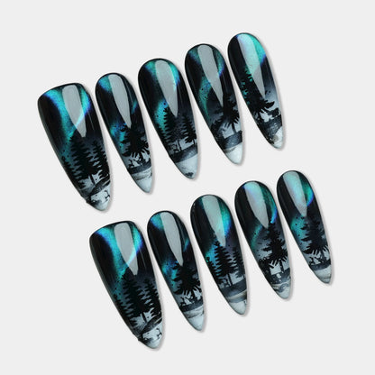 Aurora press-on nail set by Donailsart – aurora colorful nail art