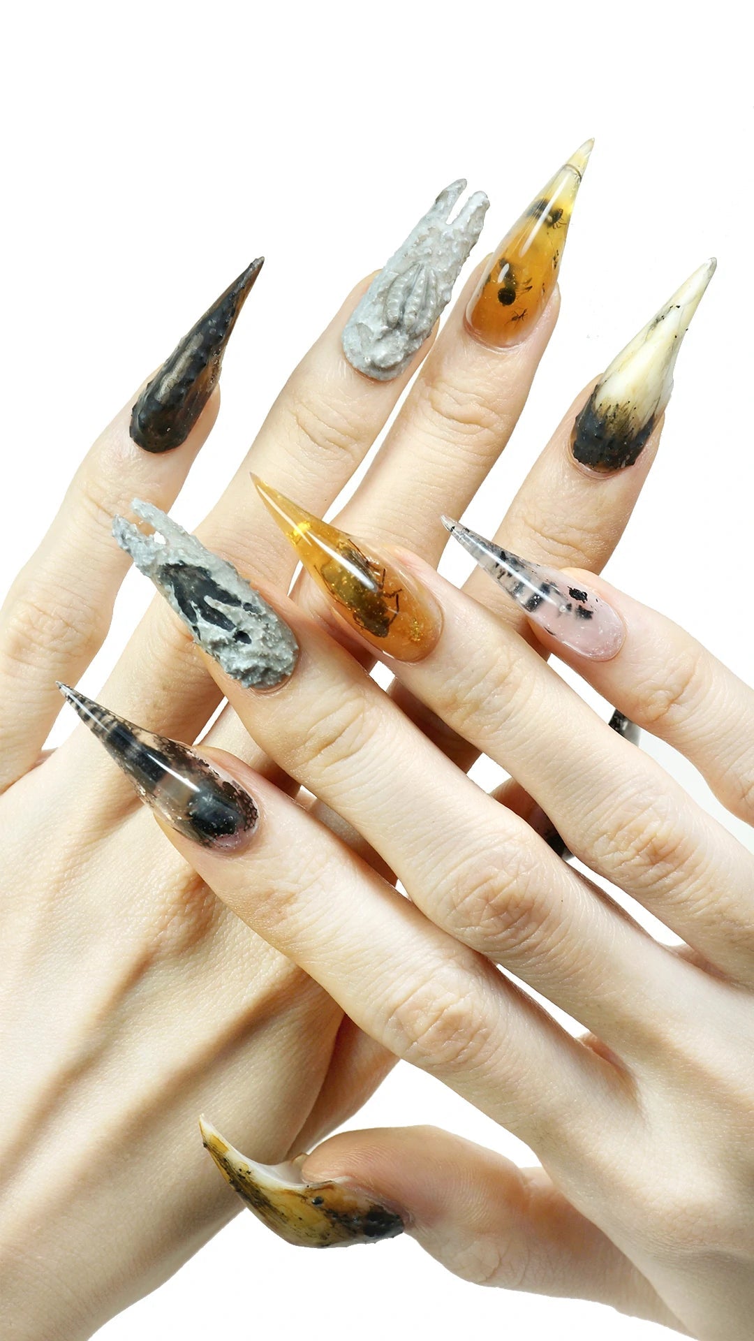 Fossil claws designed by donailsart on hand