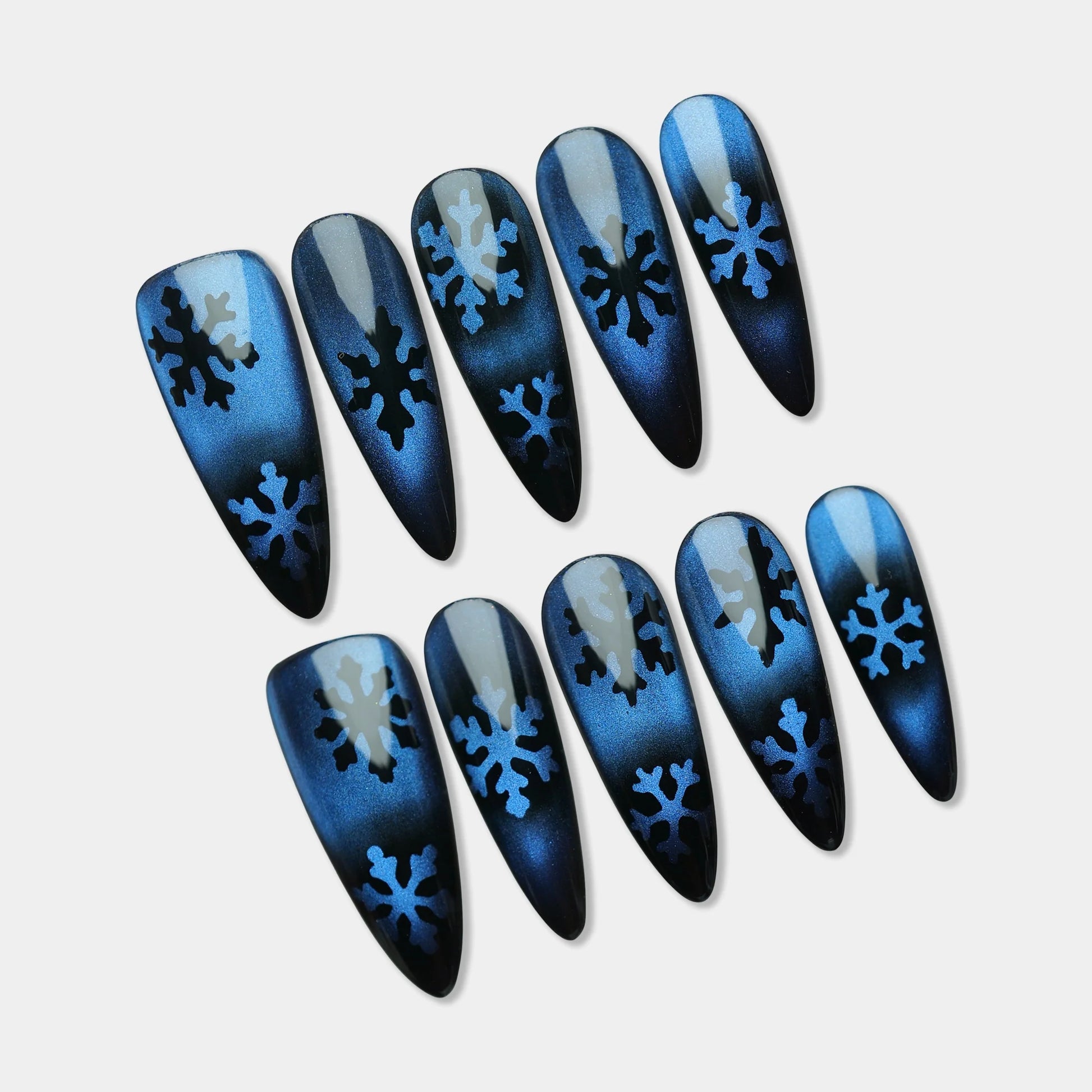 Frostbite Eclipse press-on nail set by Donailsart – icy blue nail art