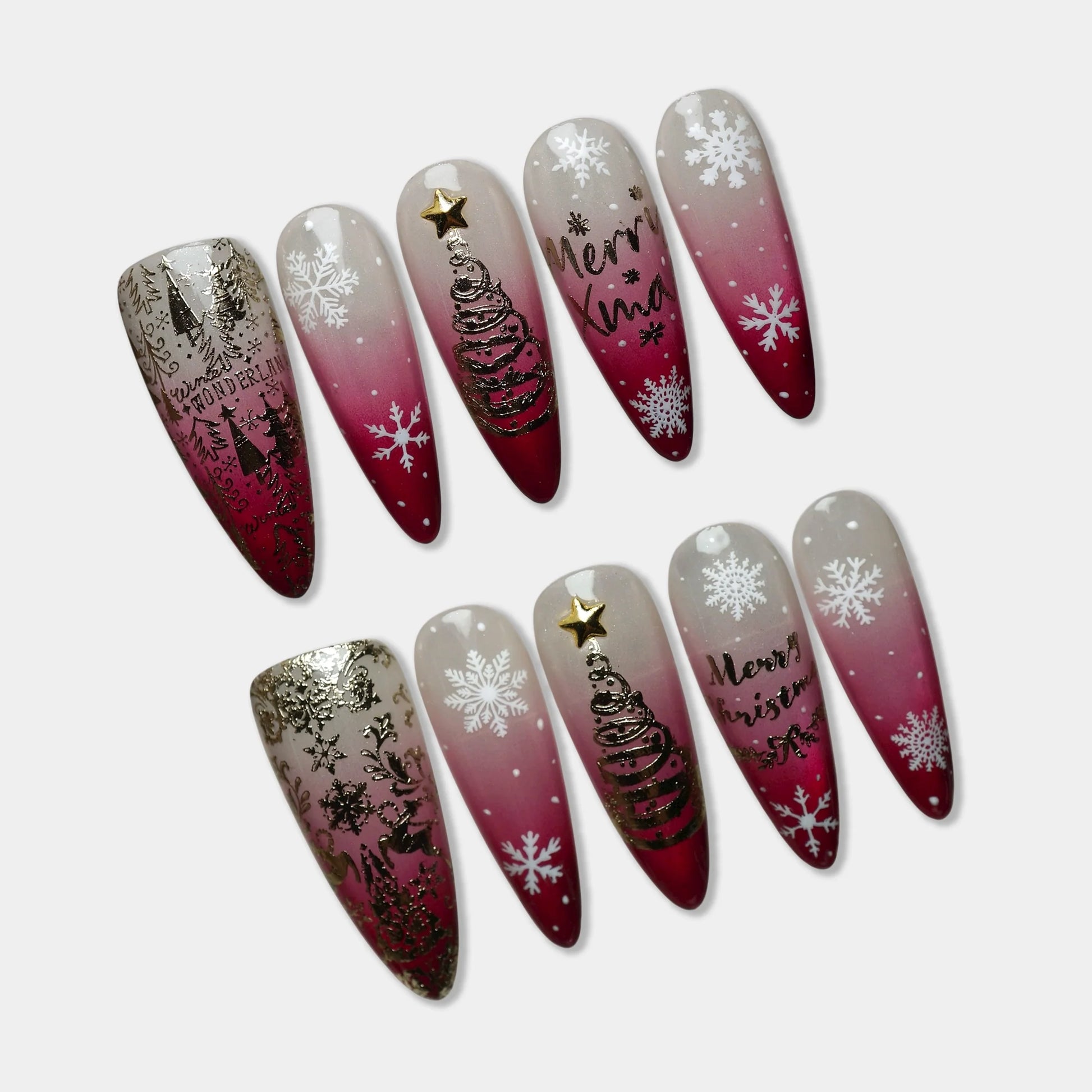 Holly Jolly press-on nail set by Donailsart – holiday nail art