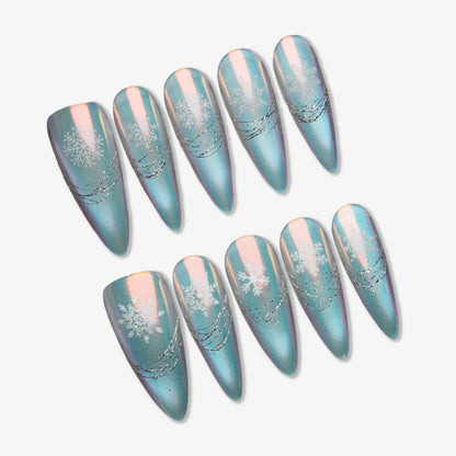 Frostlight press-on nail set by Donailsart – icy frost nail art