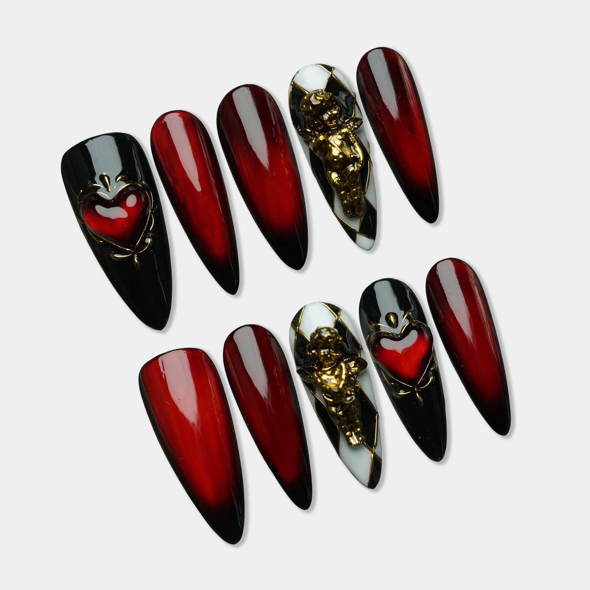 Gilded Obsession press-on nail set by Donailsart – gold nail art
