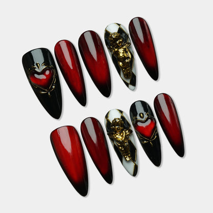 Gilded Obsession press-on nail set by Donailsart – gold nail art