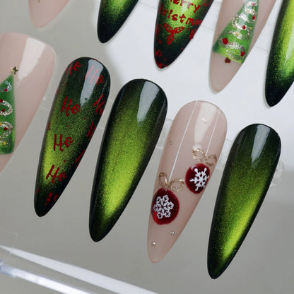 Evergreen Dream nail art detail view – Donailsart
