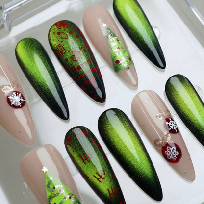Evergreen Dream nail art side angle – Donailsart