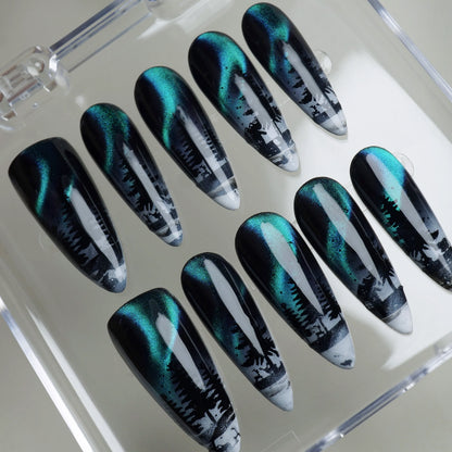 Aurora press-on nails on hand – Donailsart
