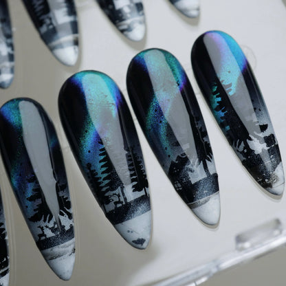 Aurora nail art detail view – Donailsart