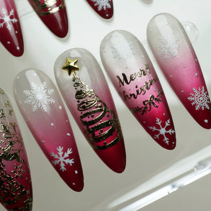 Holly Jolly nail art side angle – Donailsart