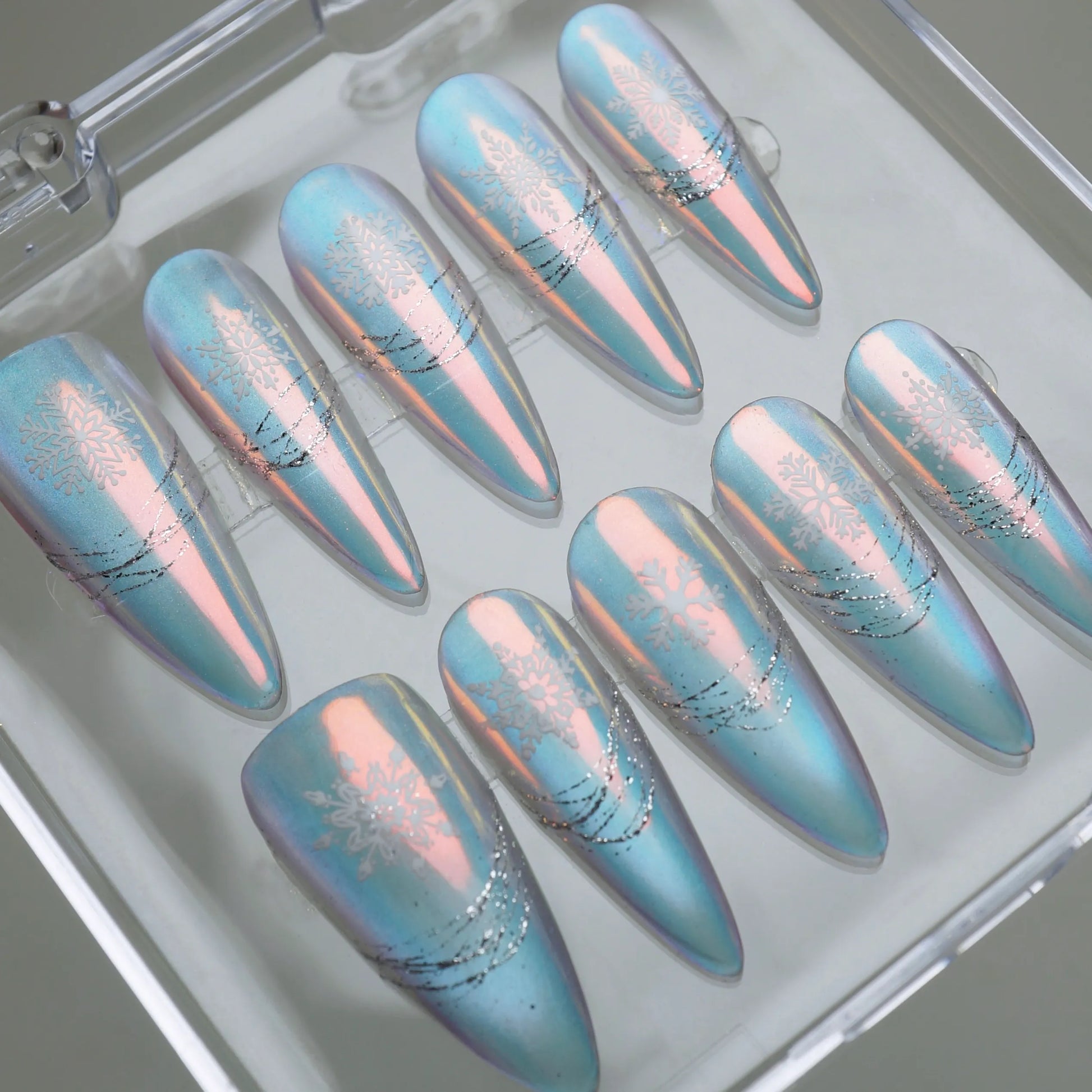 Frostlight nail art detail view – Donailsart