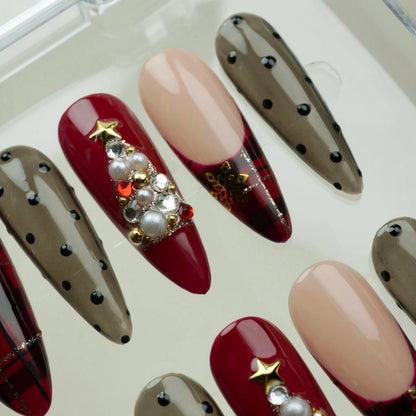 Royal Tartan Eve nail art side angle – Donailsart