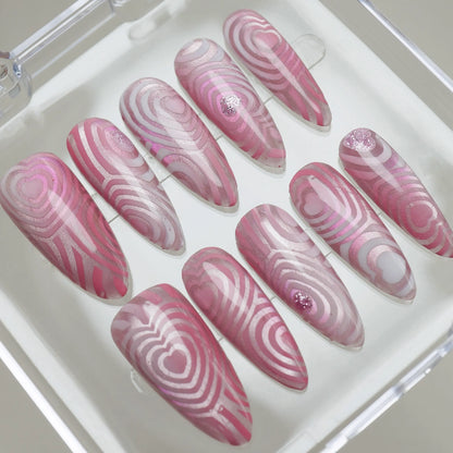 Pink Labyrinth nail art product view – Donailsart