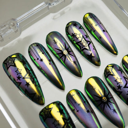 Astral Hex nail art detail view – Donailsart