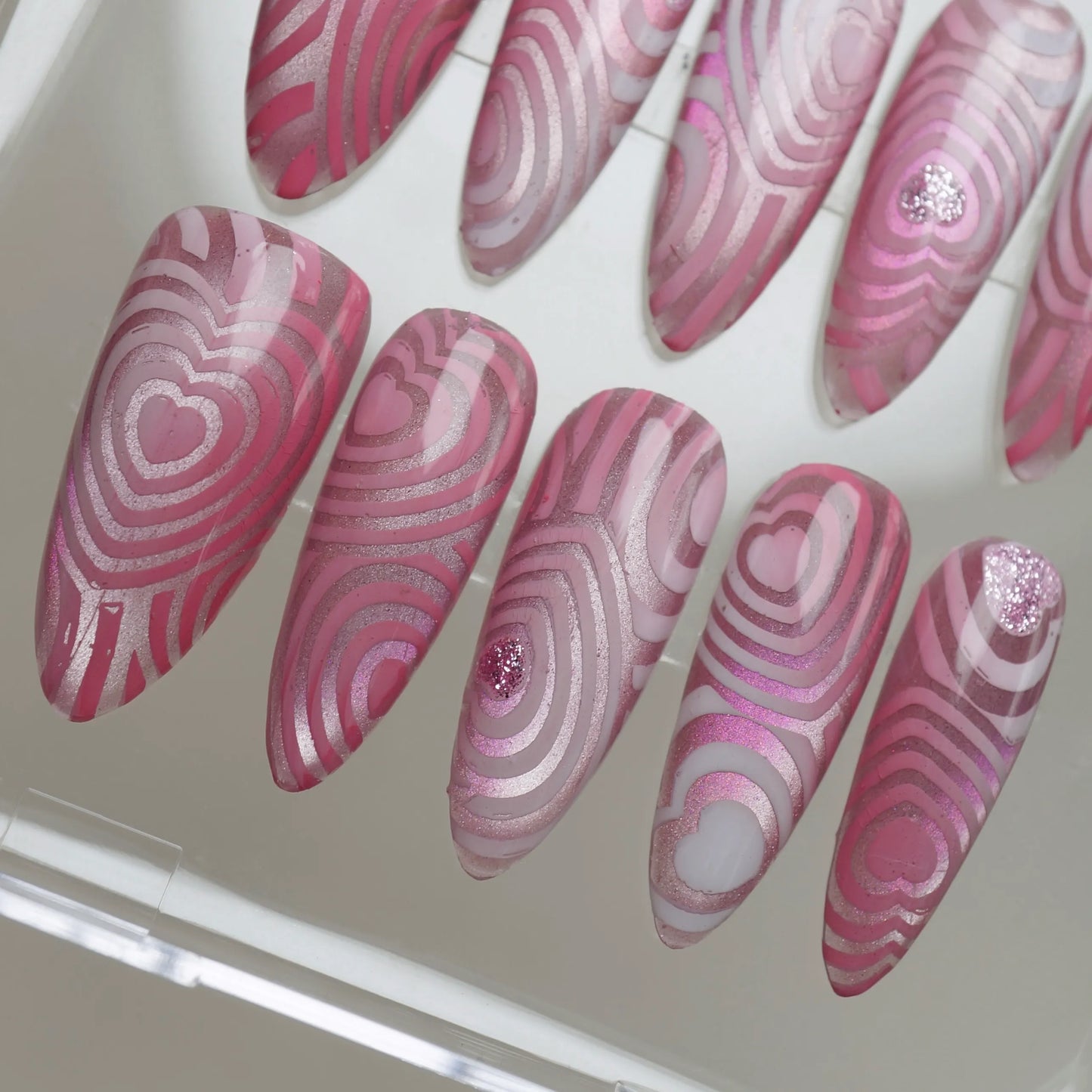 Pink Labyrinth nail art side angle – Donailsart