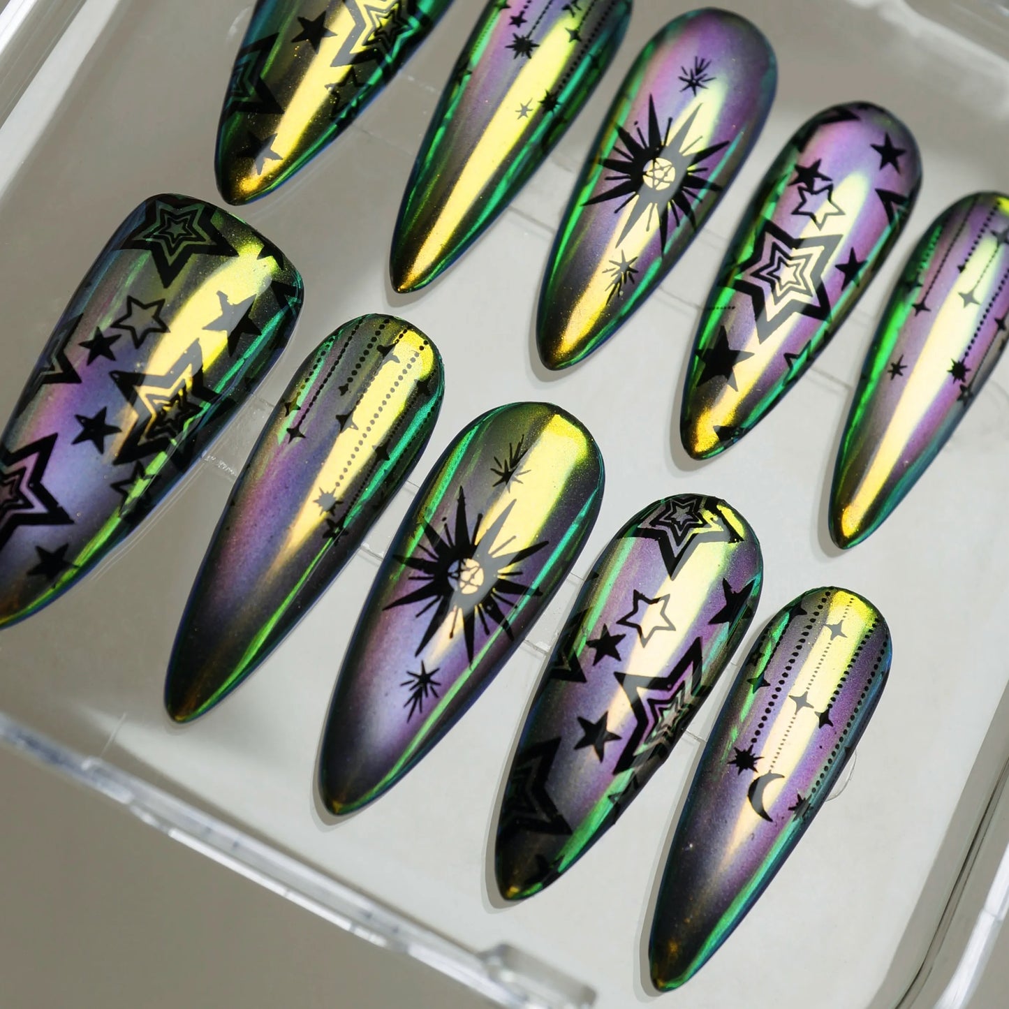 Astral Hex nail art close-up – Donailsart