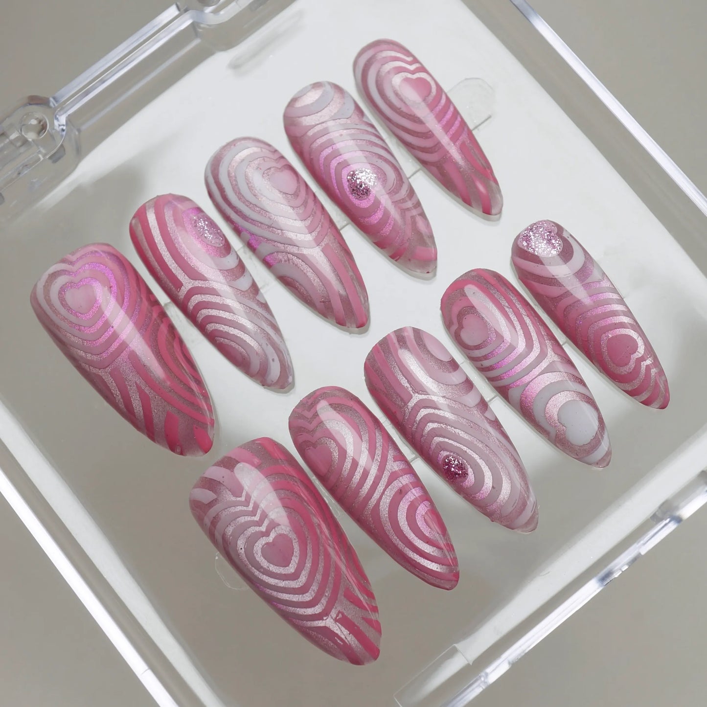 Pink Labyrinth nail art detail view – Donailsart