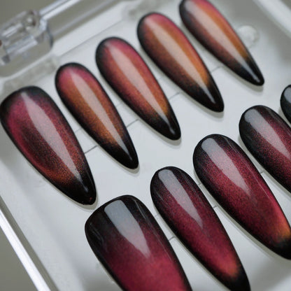 YU05 | Garnet Red nail art side angle – Donailsart