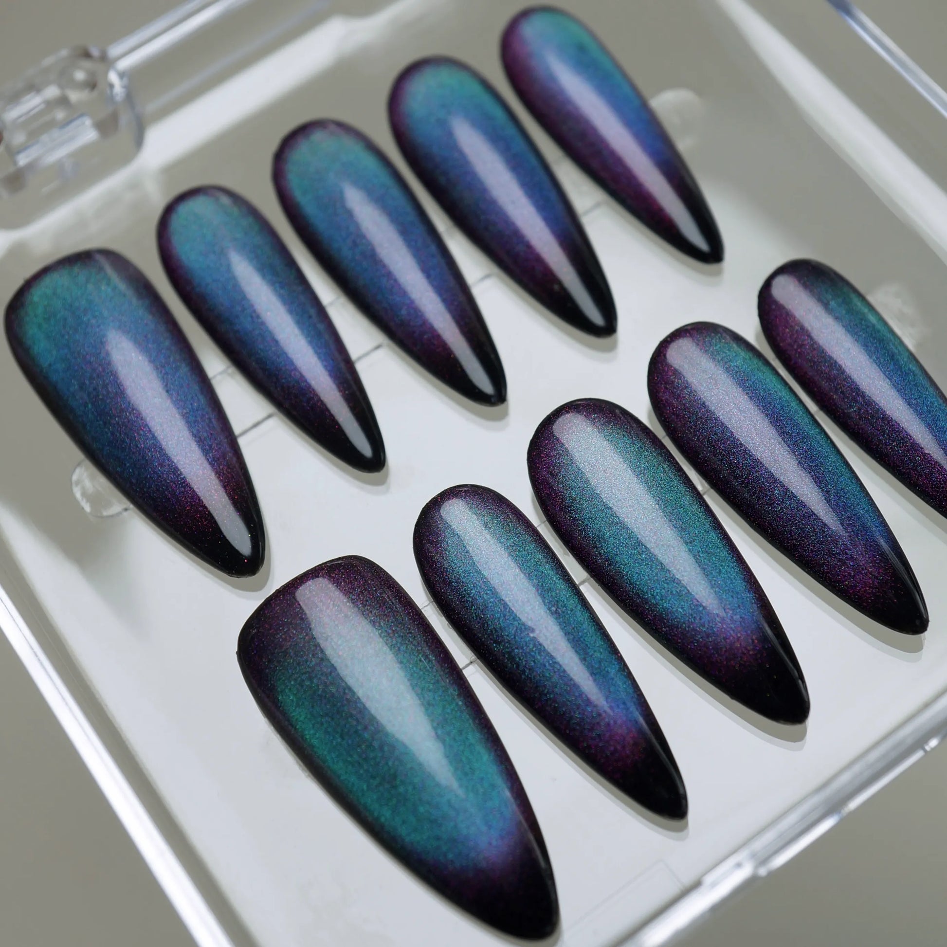 YU02 | Nebula Tide nail art side angle – Donailsart