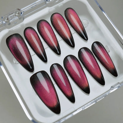 YU05 | Garnet Red press-on nails on hand – Donailsart
