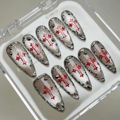 Sacred Sin press-on nails on hand – Donailsart