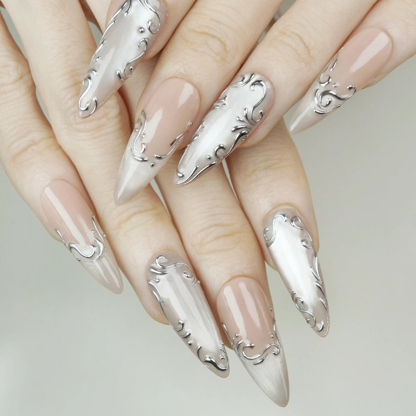 Champagne Drift press-on nails on hand – Donailsart