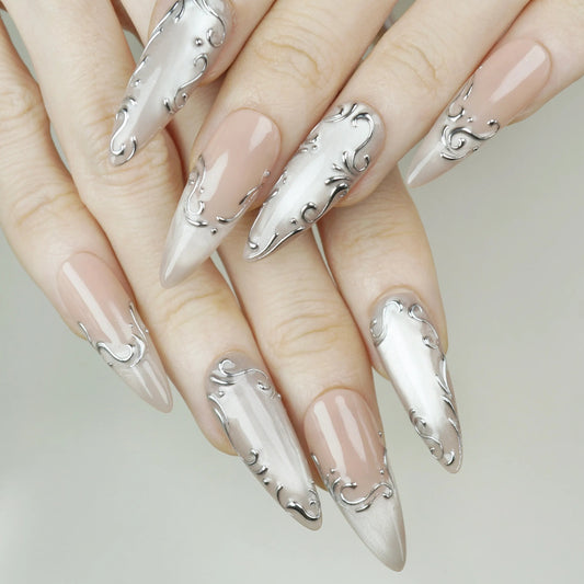 Champagne Drift press-on nails on hand – Donailsart