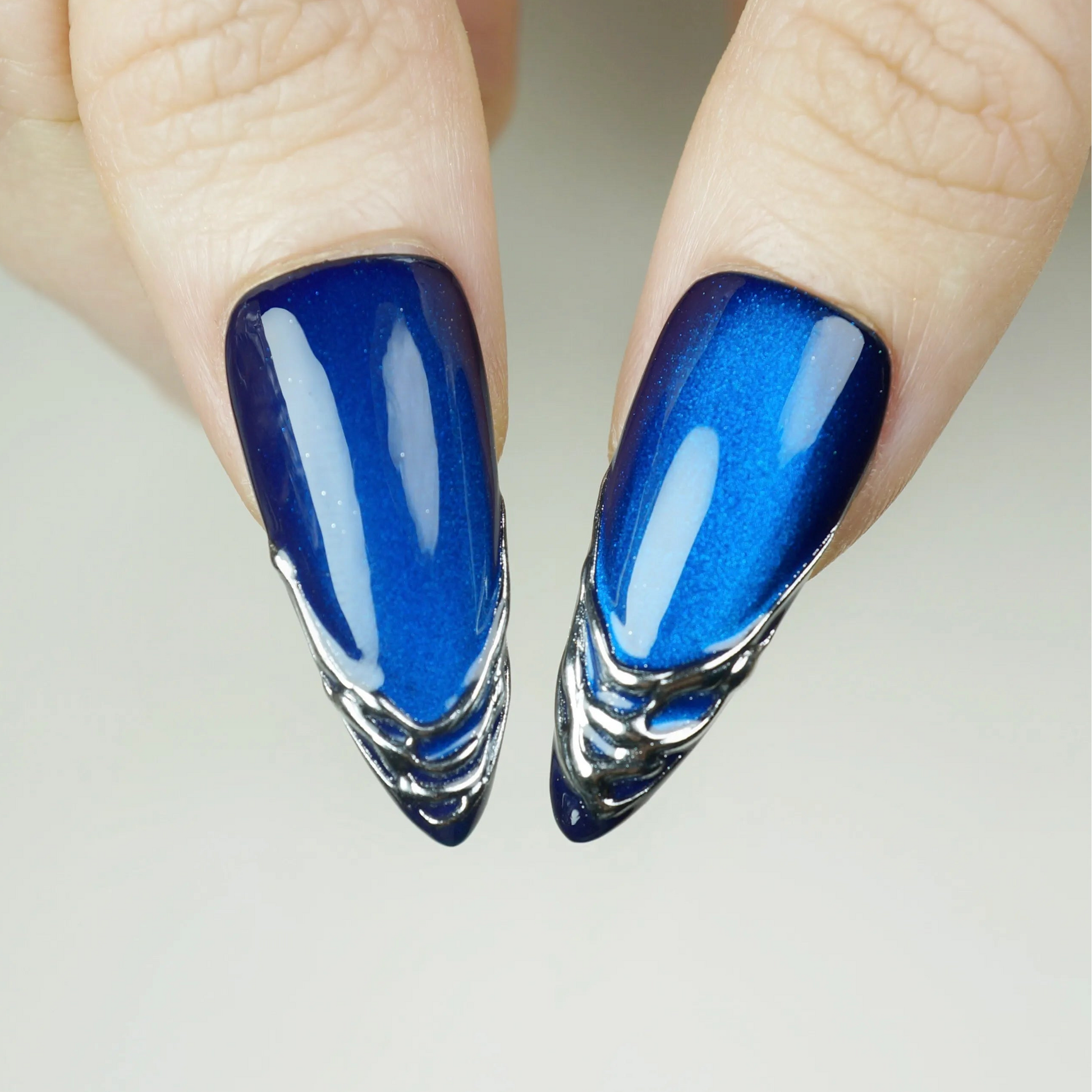 Blue Alloy nail art close-up – Donailsart