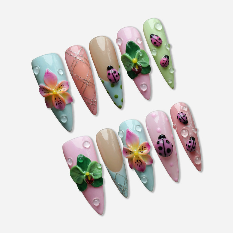 Ladybug Lagoon press-on nails