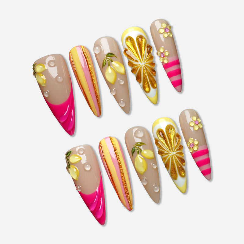 Lemon Sugar Rush press-on nails