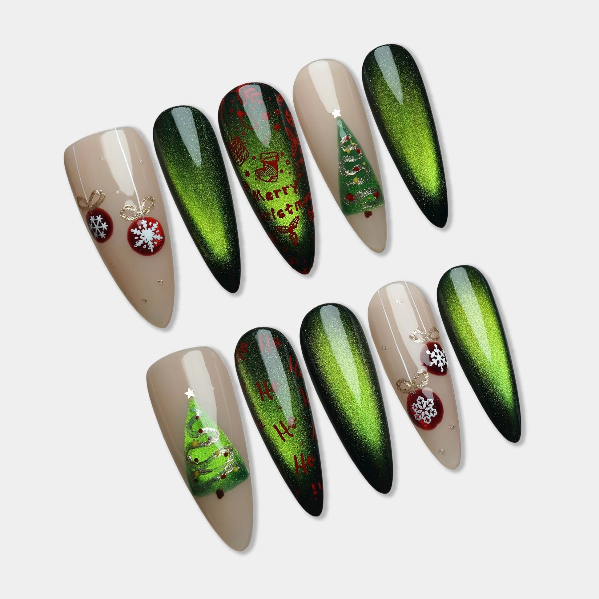 Evergreen Dream press-on nail set by Donailsart – forest green nail art