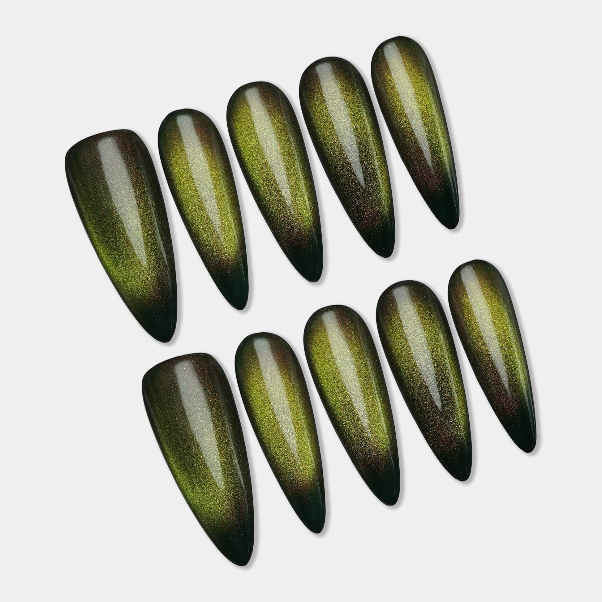 YU08 | Olive Green press-on nail set by Donailsart – olive green nail art