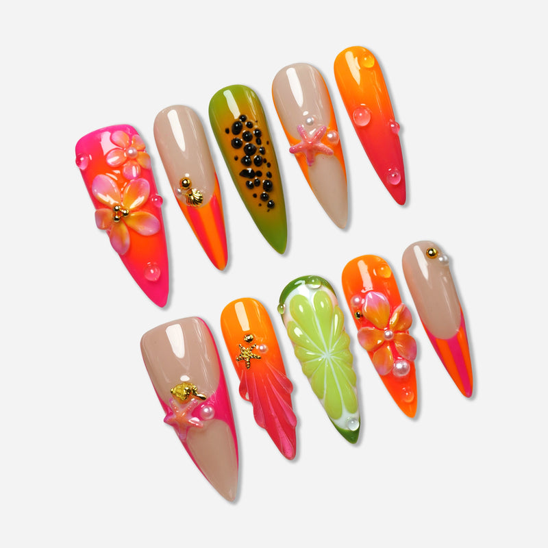 Papaya Splash press-on nails