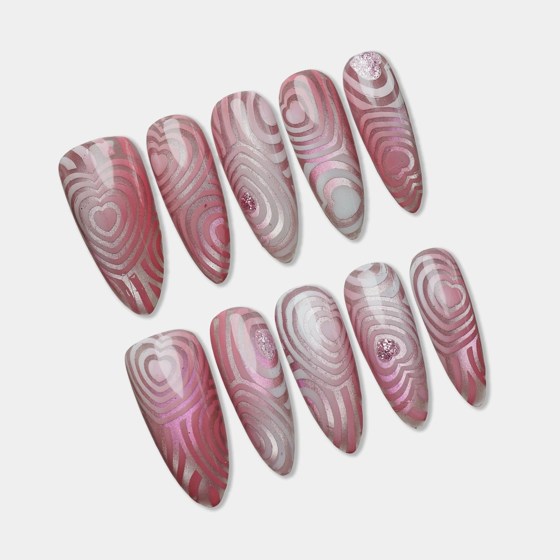 Pink Labyrinth press-on nail set by Donailsart