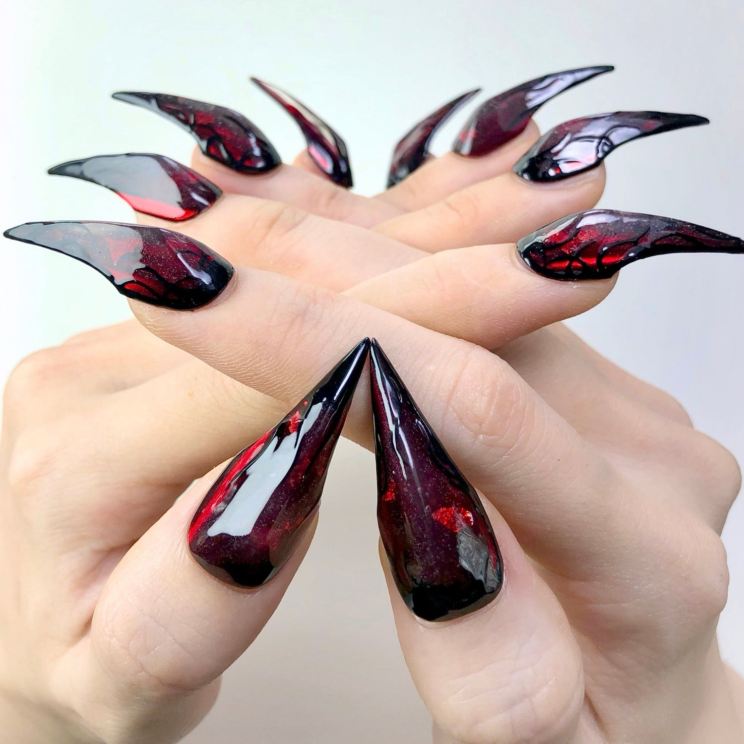 Red Chrome Claws - Donailsart