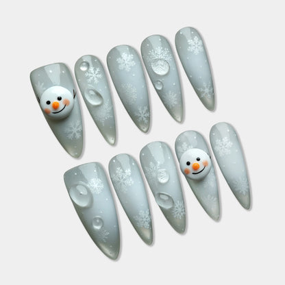 Snowed In press-on nail set by Donailsart – winter icy nail art