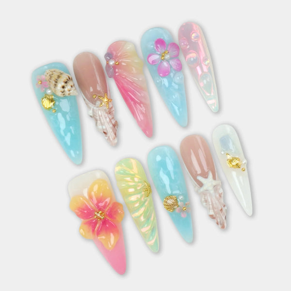 Tropical Bliss pastel press-on nails