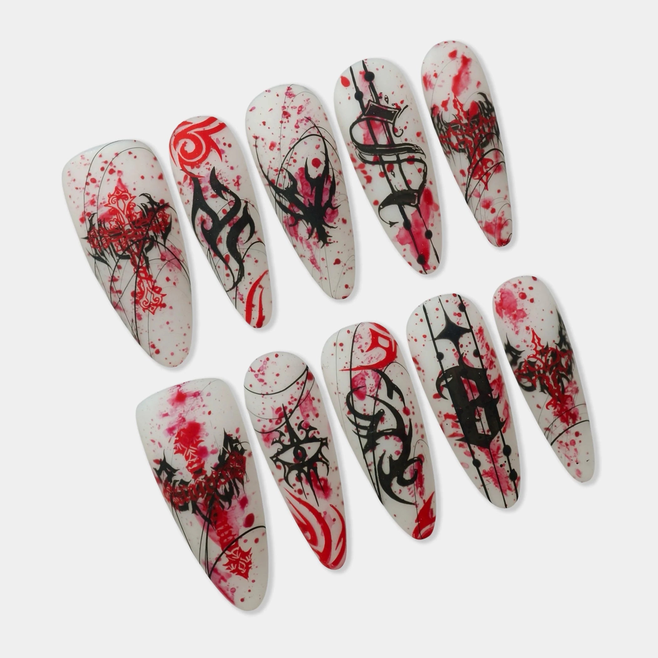 Blood Script β Gothic Tattoo Halloween Press-On Nails | DoNailsArt β Do ...