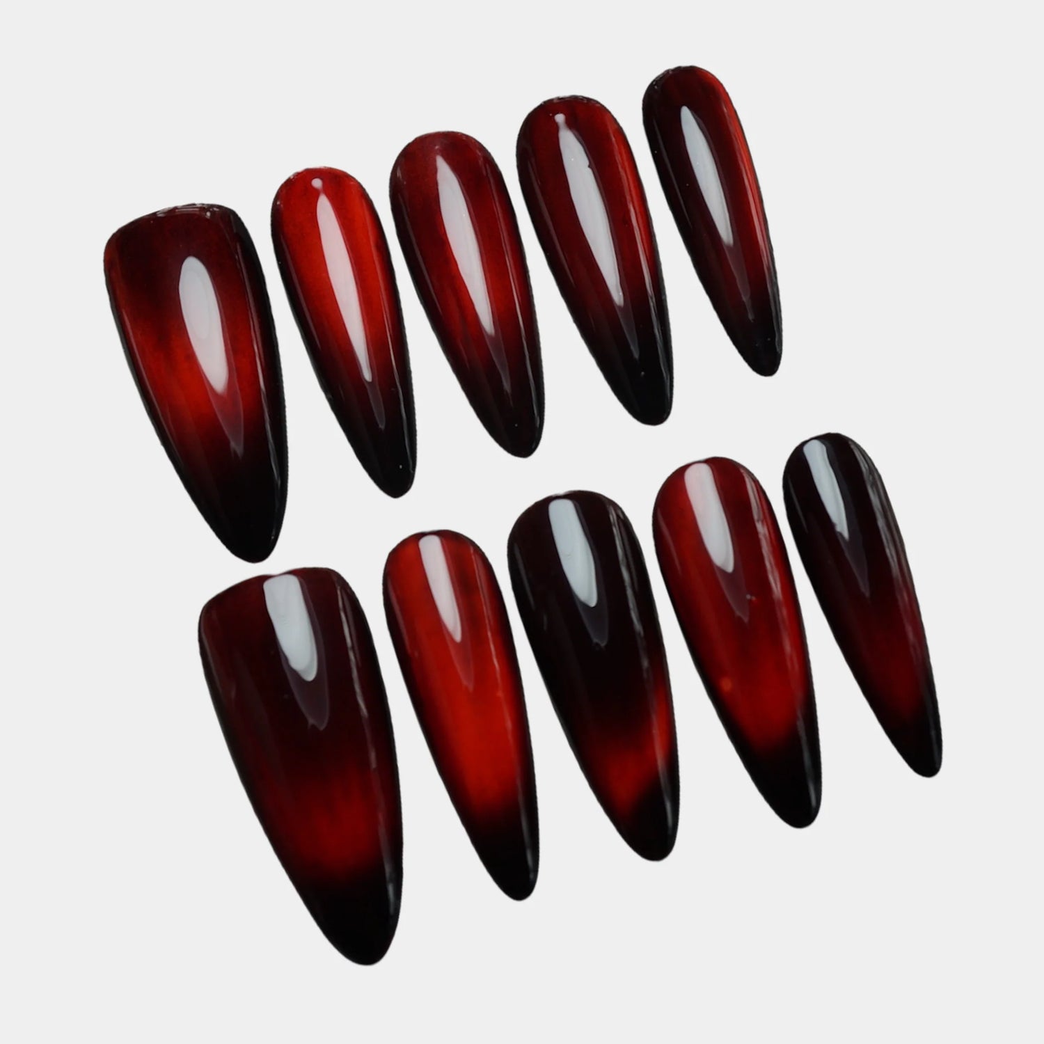 AT0-R | Vampire Kiss press-on nail set by Donailsart – deep red nail art