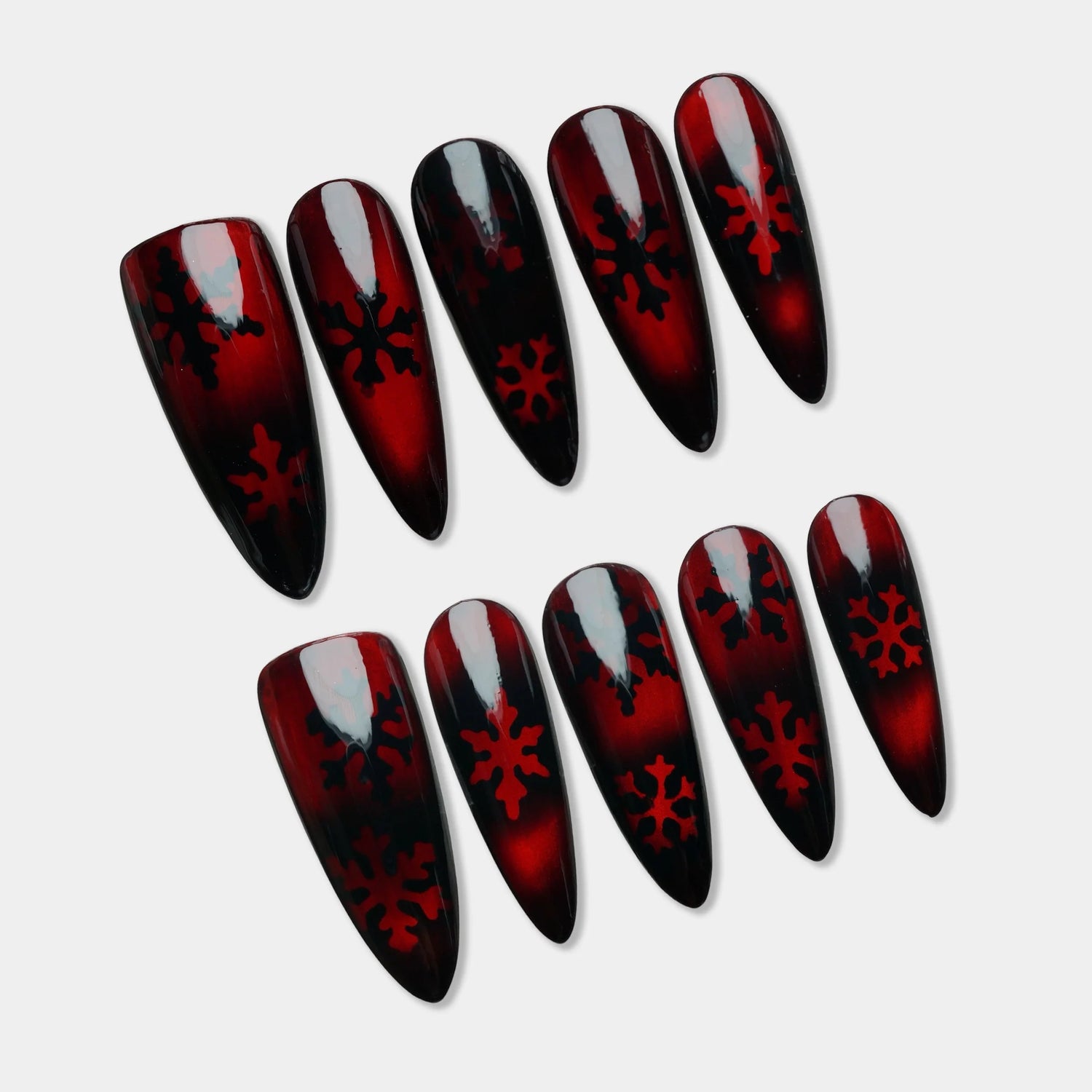 Crimson Frost press-on nail set by Donailsart – crimson icy nail art